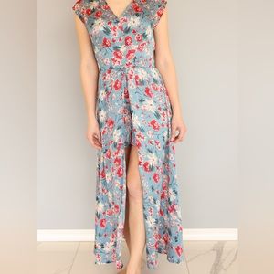 Blogger's Favorite Zara Blue Floral Jumpsuit XS